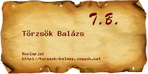 Törzsök Balázs névjegykártya